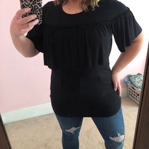 Black Ruffled Top